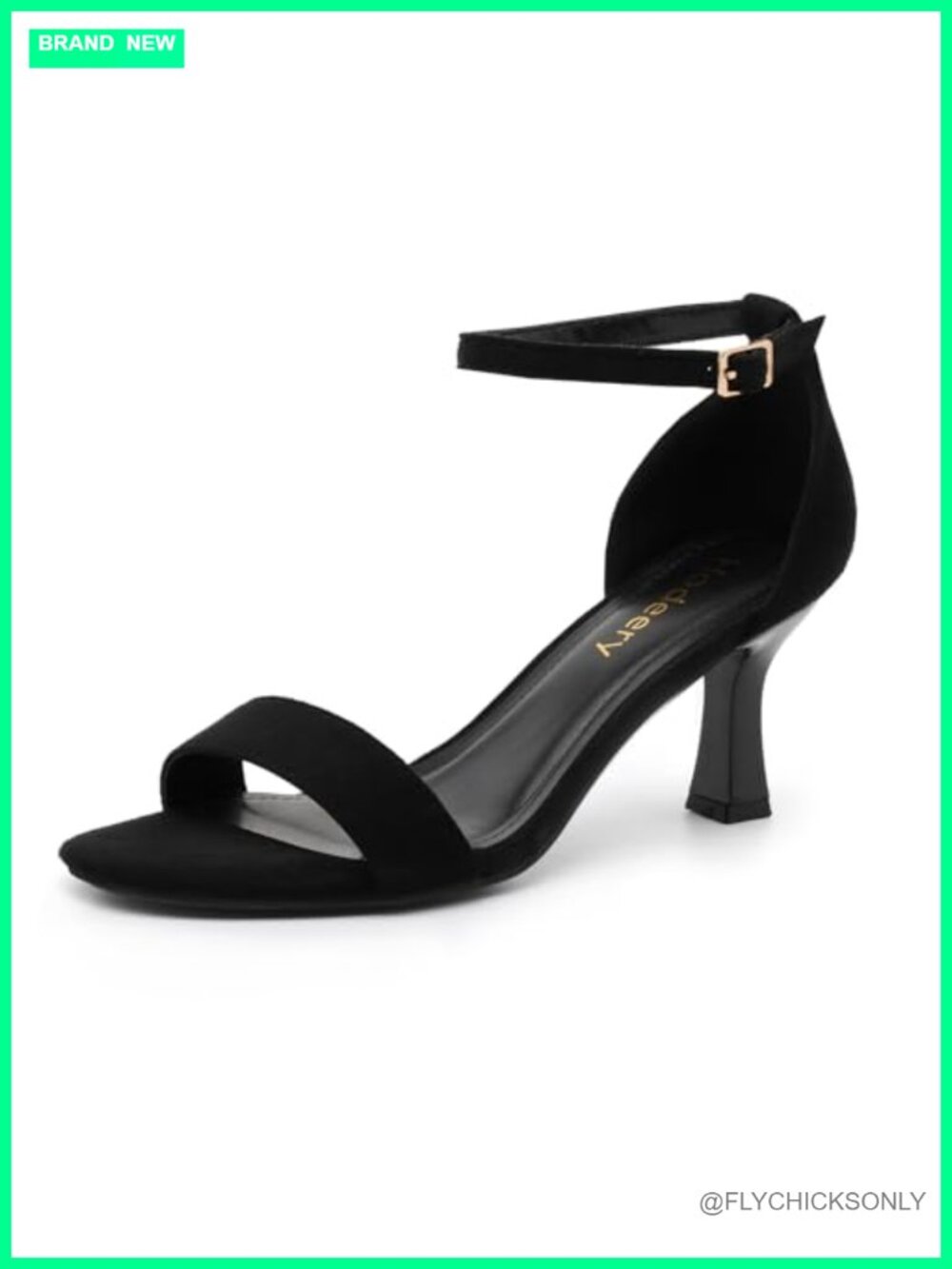Women Kitten Heels Open Toe Ankle Strap Sandals 2.7 Inch